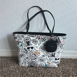 Karl Lagerfeld White Graphic Tote Bag. Like new